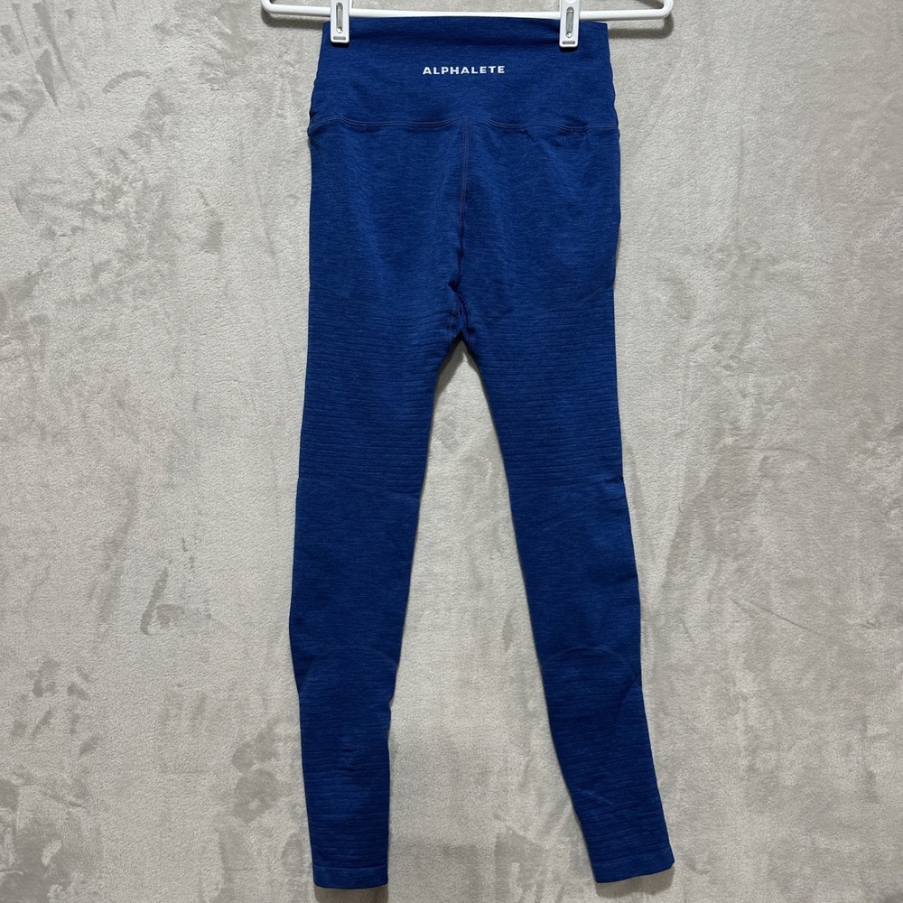 Alphalete‎ Revival High Rise Leggings Women's M Blue High Compression Leg Stripe